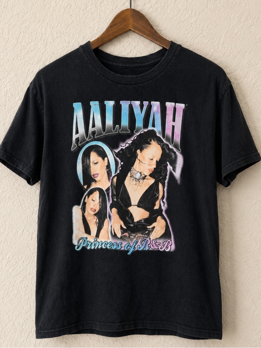 Aaliyah Tracklist Graphic Tee Princess of R&B Shirt Y2K Black Tee Medium